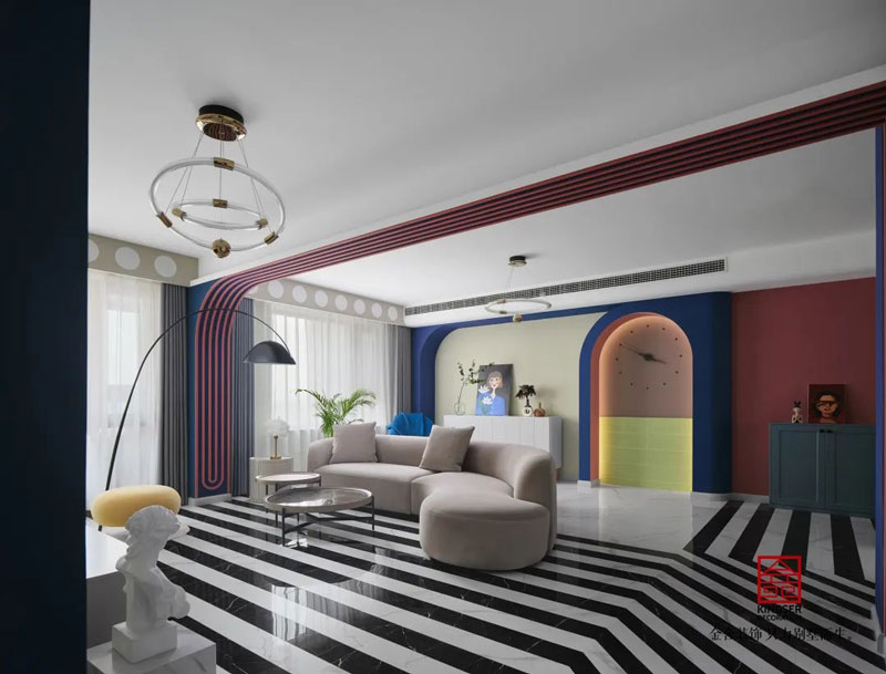 秀水名邸120㎡孟菲斯风格装修设计