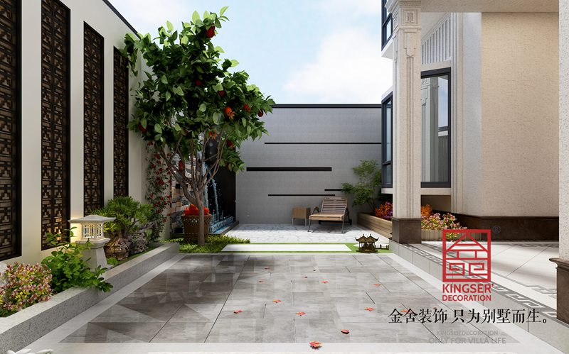 自建别墅装修新中式风格效果图