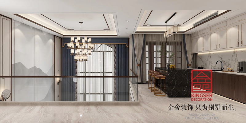 自建别墅装修新中式风格效果图