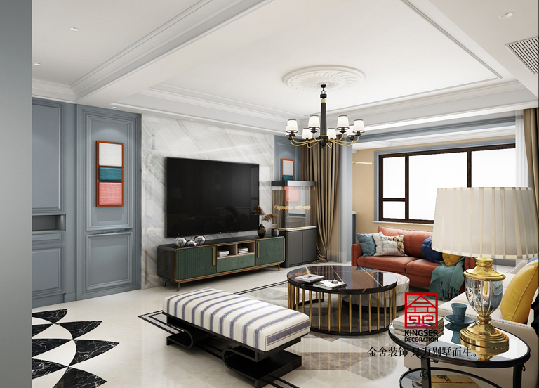 荣盛华府-美式风格-客厅