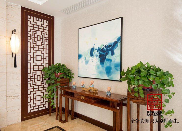 江南新城别墅装修-新中式-玄关
