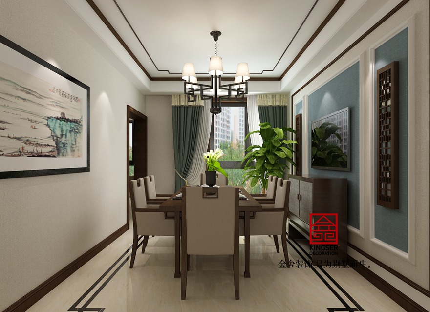 新源燕府装修-新中式风格-餐厅