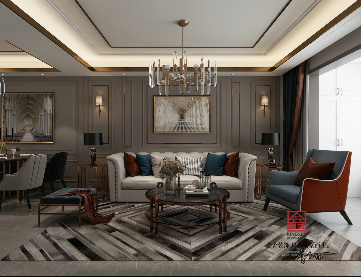 融创中心装修-轻奢风格-客厅