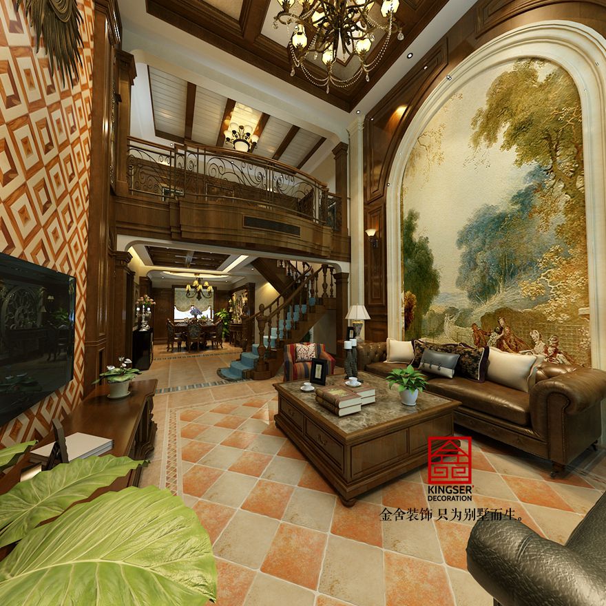 鑫界王府400平米古典美式风格装修设计