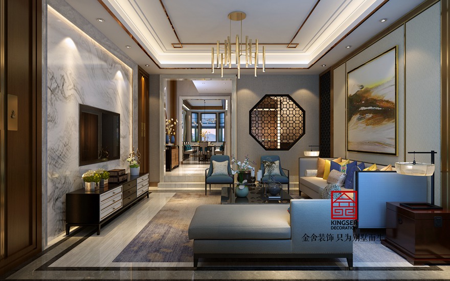 鑫界王府500平米别墅新中式装修设计