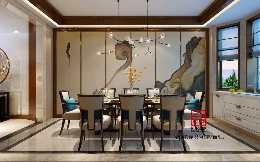 鑫界王府500平米别墅新中式装修设计