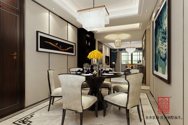 保利拉菲公馆172平米装修-新中式风格-餐厅