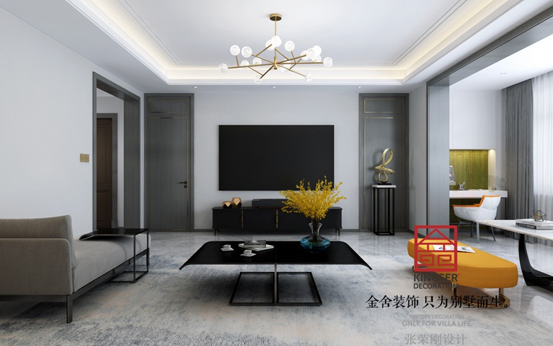 荣盛华府200平米现代风格装修-客厅