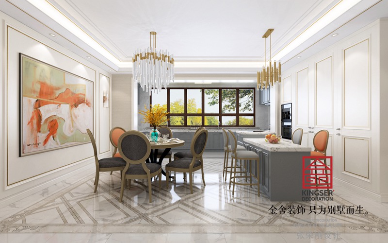 荣盛华府300平米美式风格-客厅