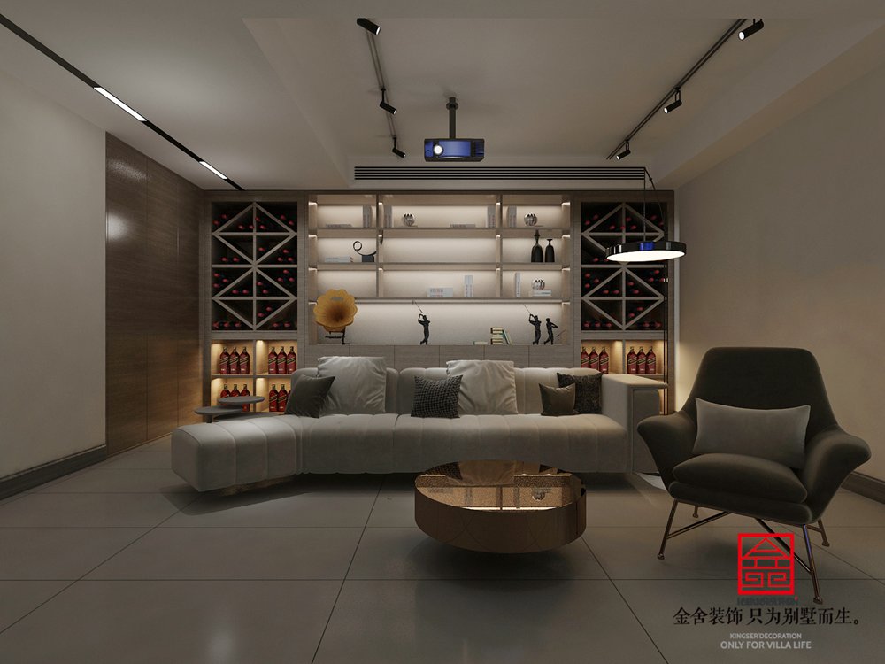 大者别墅178平米装修-中式风格-影音室