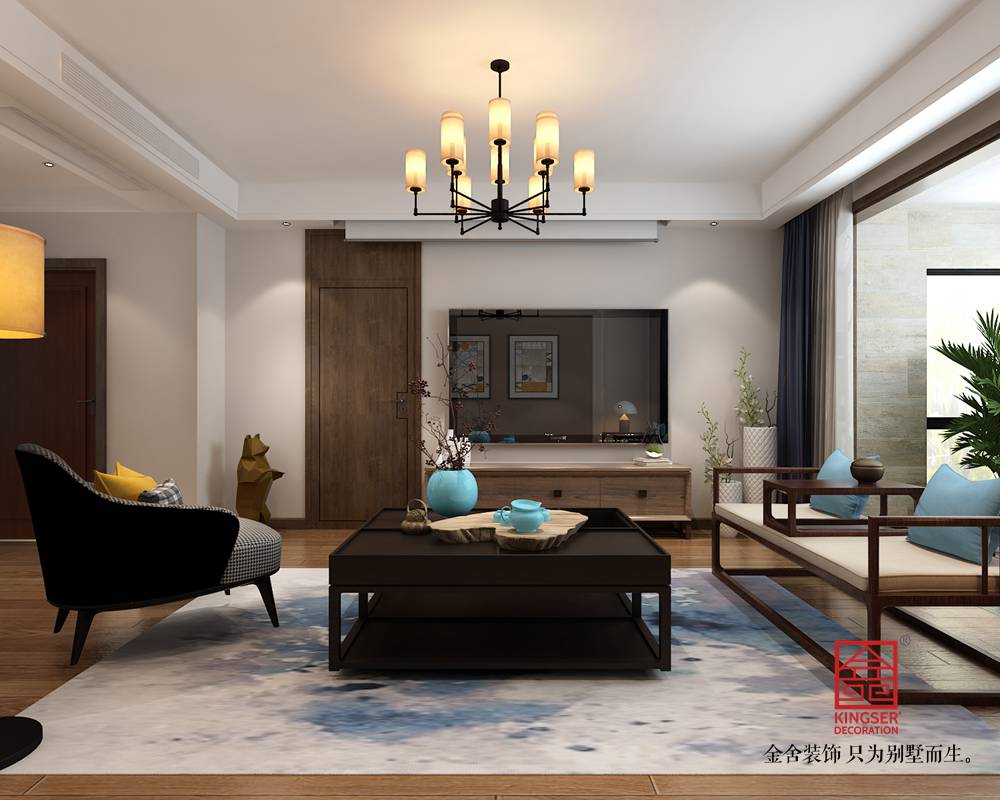 东南智汇城191平米混搭风格装修-客厅
