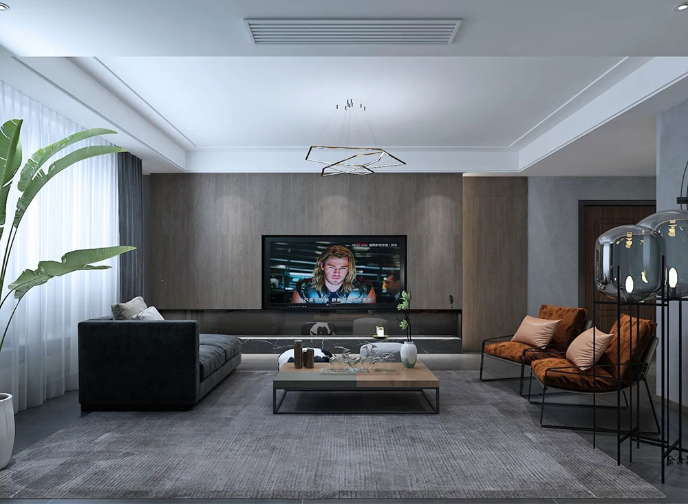 荣盛华府178平米装修-现代简约风格-客厅