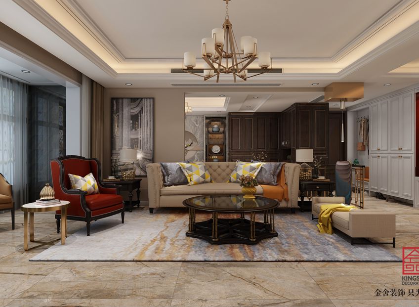 深州国宾壹号200平米美式风格装修效果图