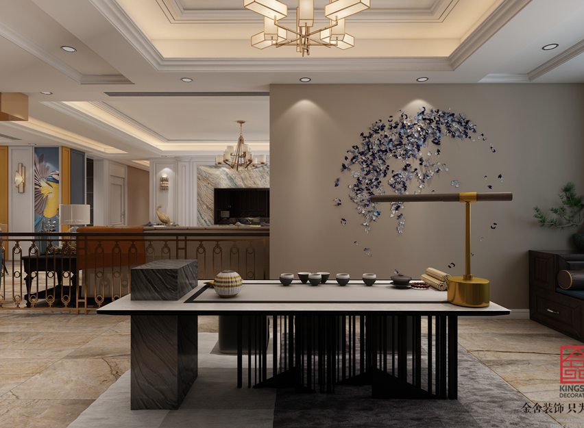 深州国宾壹号200平米美式风格装修效果图