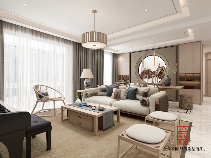 瀚林甲第145平米装修-新中式风格-客厅