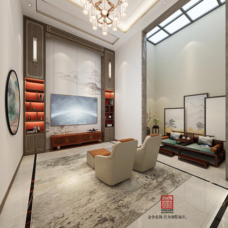 万合名著下跃装修260平米新中式风格效果图