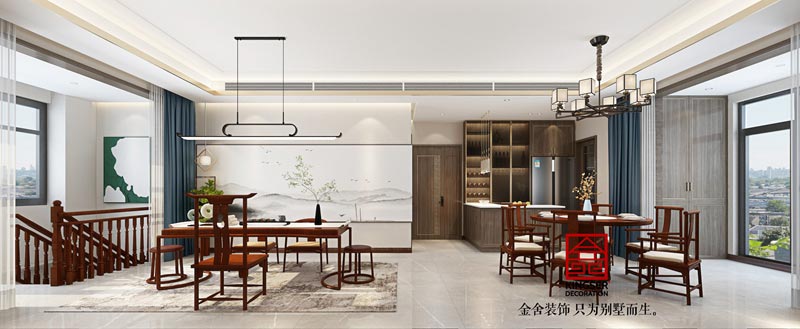 万合名著下跃装修260平米新中式风格效果图