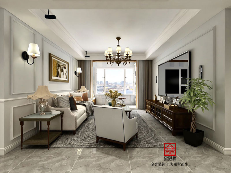 河西苑130㎡美式风格装修效果图