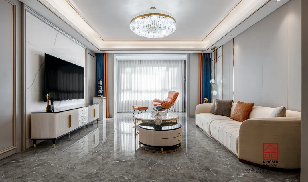 东南智汇城轻奢风格装修效果图-客厅