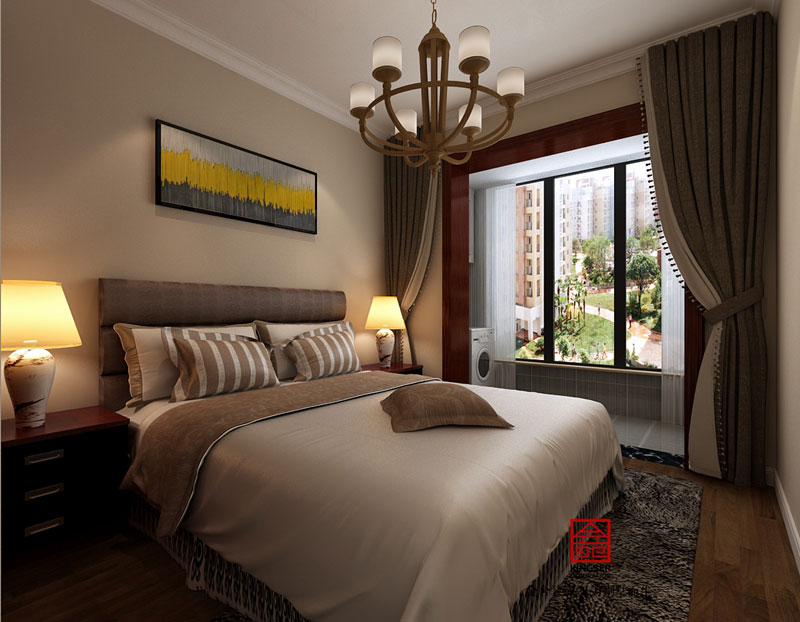 瀚唐二期美式风格装修效果图-客厅