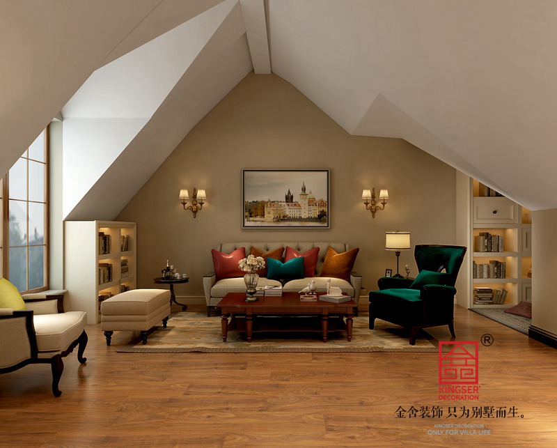 西山林语二期上叠装修200平米美式效果图