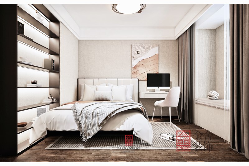 正定文化村100平现代风格卧室装修设计
