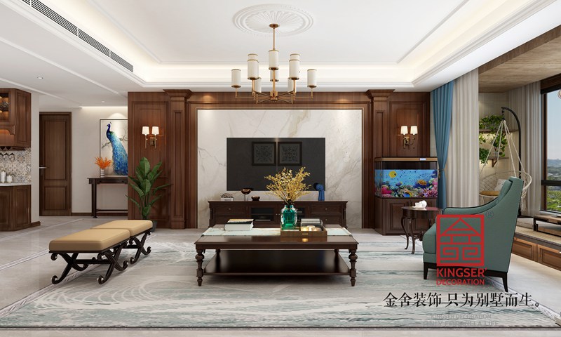 汉王府160平美式风格装修效果图