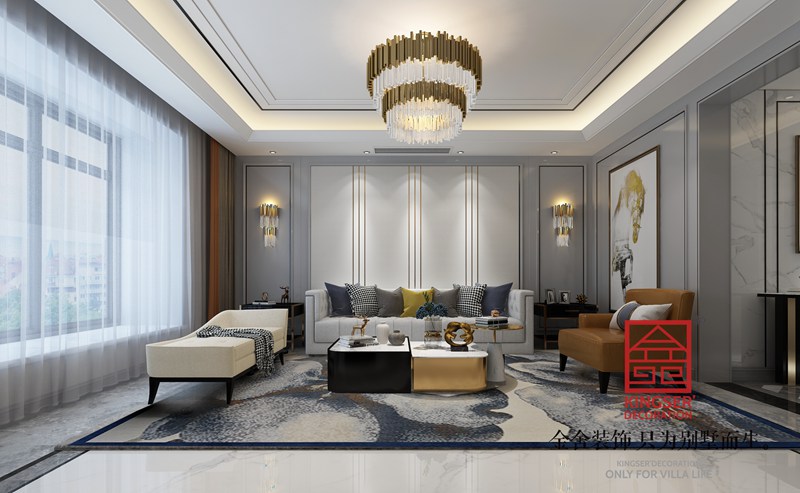 荣盛华府210㎡美式风格装修效果图